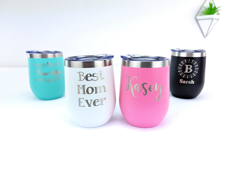 Personalized 12oz Wine Tumblers - Engraving Options