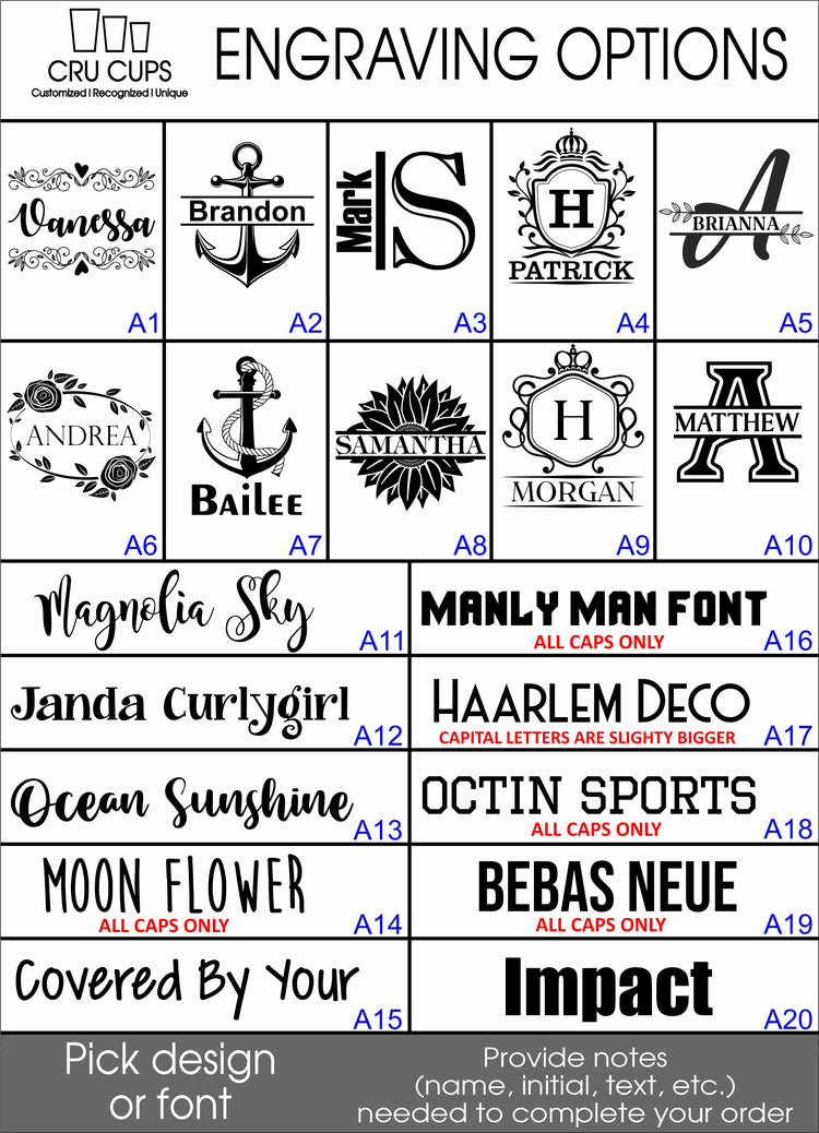 Personalized 30oz Tumblers - Engraving Options