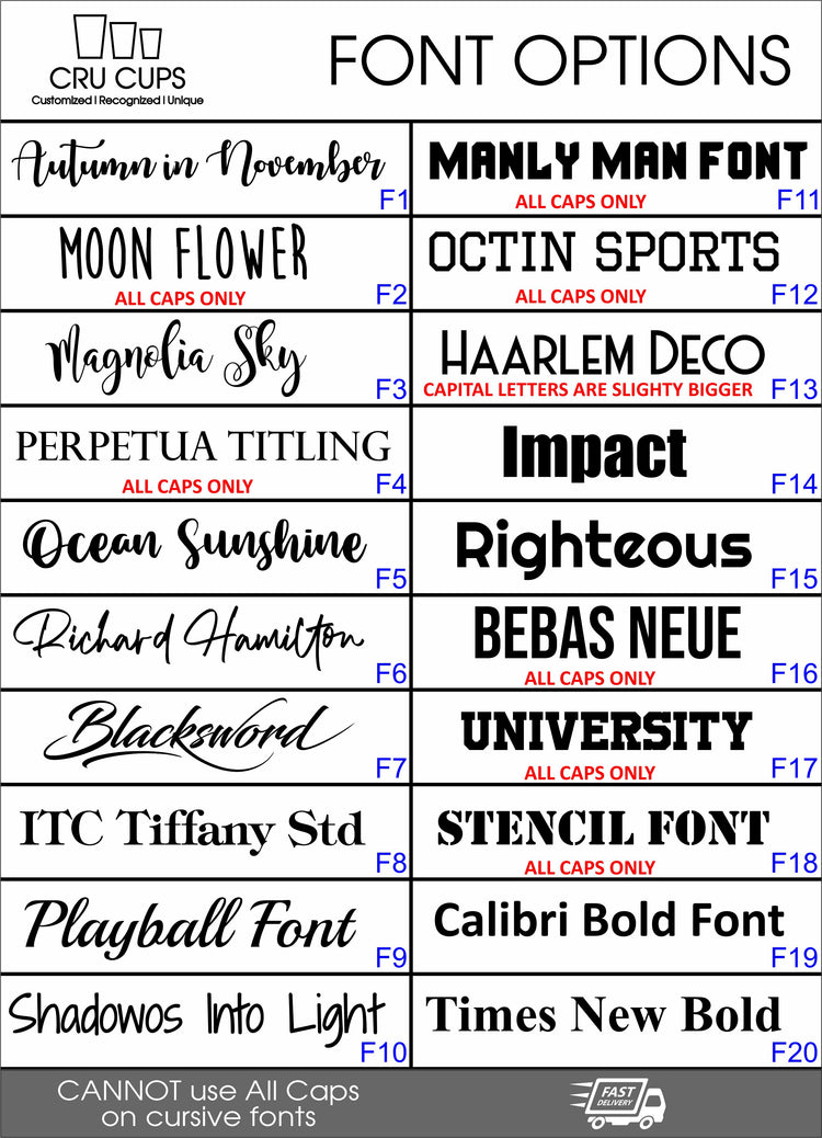 Personalized 12oz Wine Tumblers - Font/Design Options