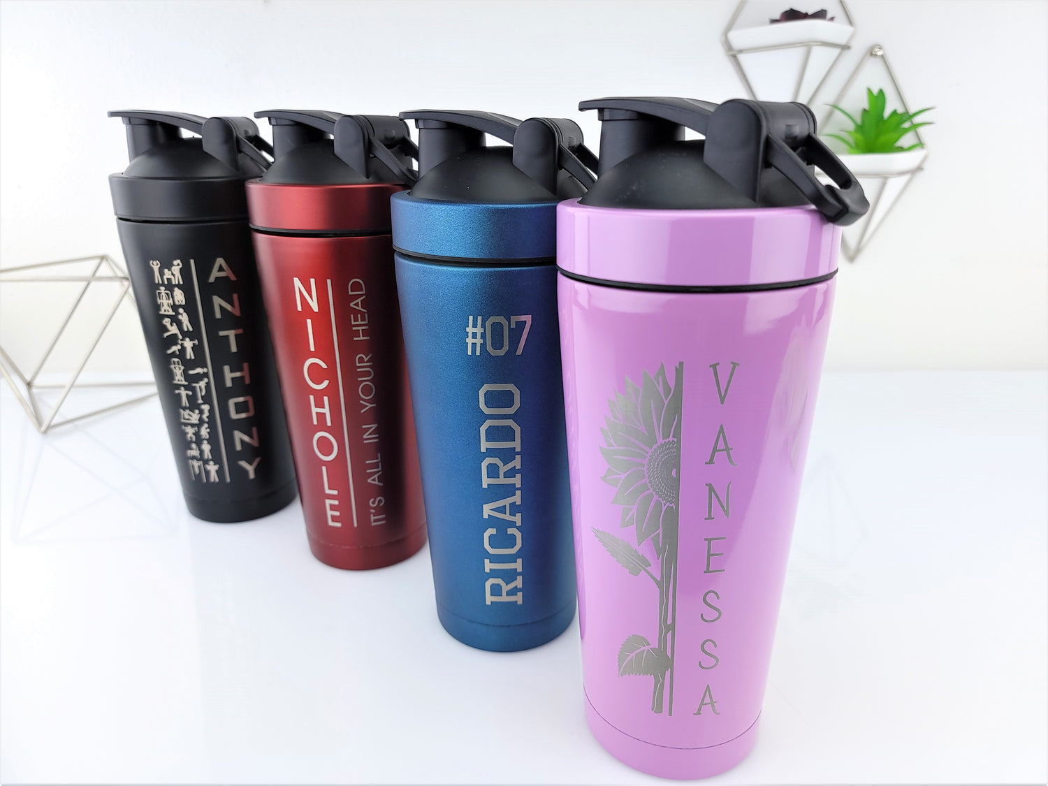 Custom Stainless Steel Shaker Bottle - Personalized - 24 ounce - Customize  with a name or text of your choice