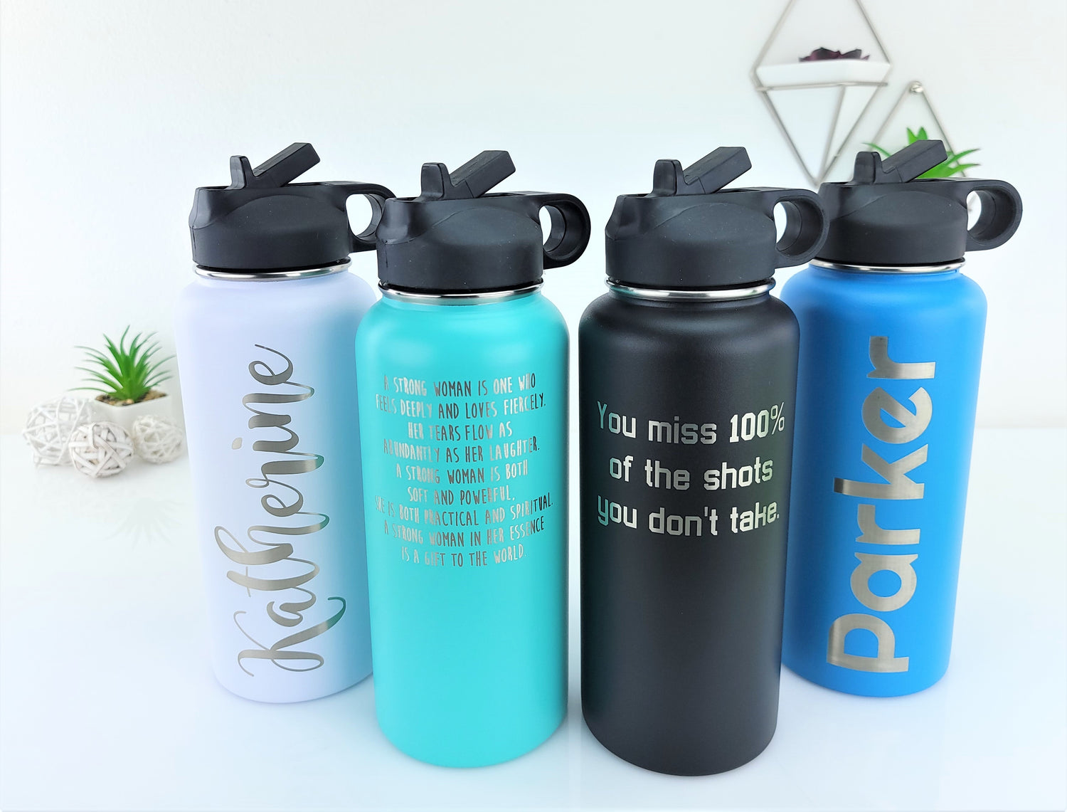 1 x Personalised Name Sticker for Water Bottle - Waltz Font Bike drinks  custom