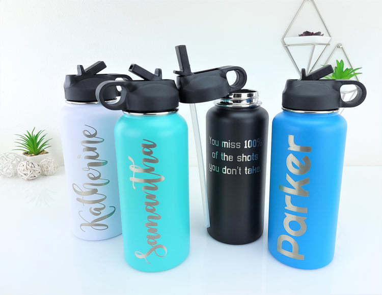 Personalized 32oz Water Bottles - Font Options/T Designs