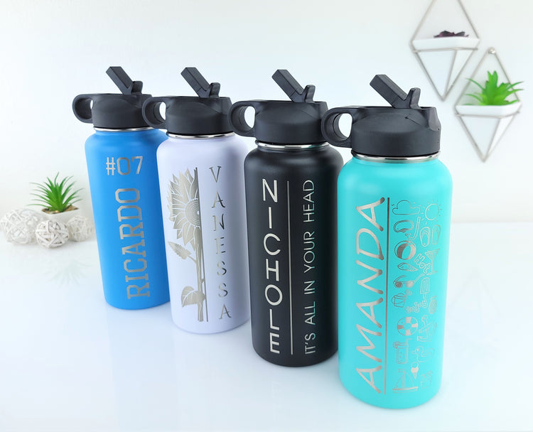 Personalized 32oz Water Bottles - Font Options/T Designs