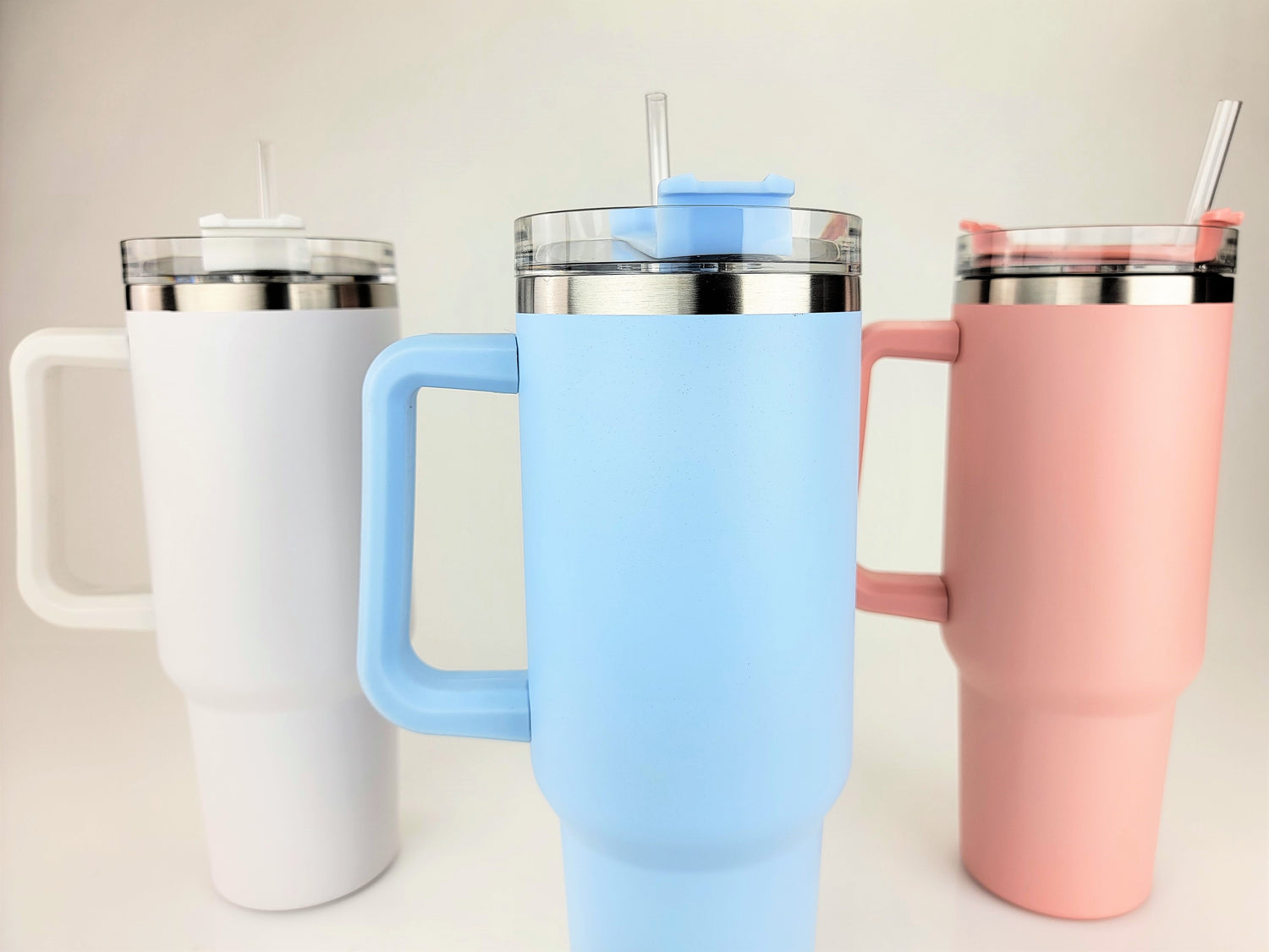 Personalized Stainless Steel Tumbler with Straw and Handle