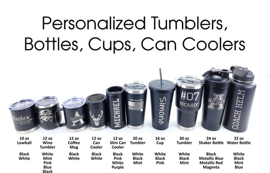 Personalized Custom Engraved Tumblers - Choose from Multiple Sizes - Engraving Options